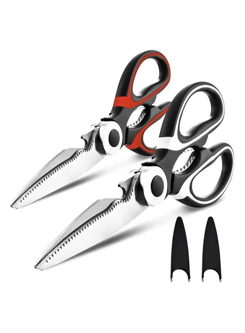 Kitchen Shears, 2 Pack Heavy Duty Kitchen Shears, Dishwasher Safe Meat Shears, Universal Kitchen Shears for Chicken/Poultry/Fish/Meat - Image 1
